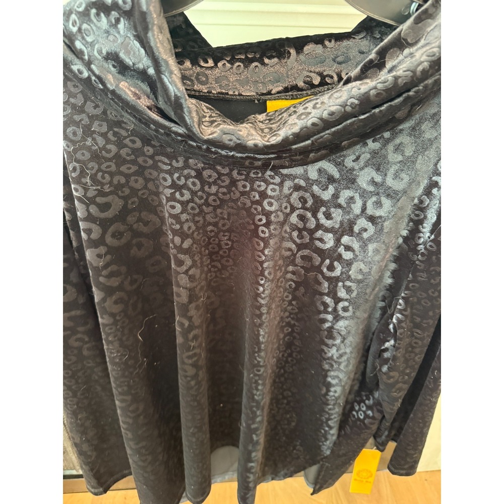 Ruby Rd Tunic Top Shirt Blouse Women XL Cowl Whimsigoth Black Velvet Animal NEW - Picture 4 of 5